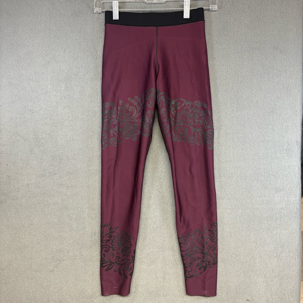 Women’s Ultracor Burgundy Floral Print High Rise Active Wear Leggings Sz. S